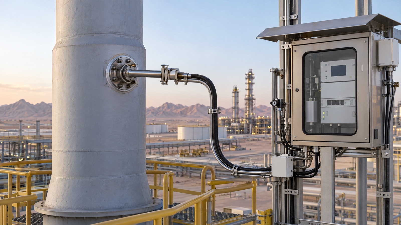 Illustrative editorial visual: Editorial air-monitoring context for Continuous Emissions Monitoring Systems in Saudi Arabia.